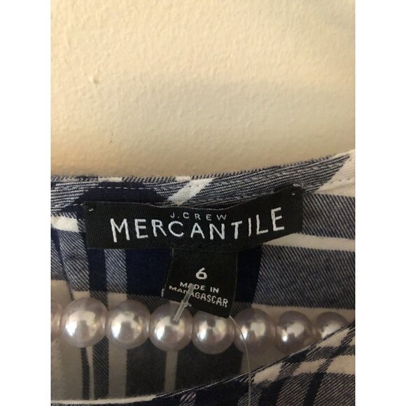NWT JCrew Mercantile Size 6 Blue White Windowpane Plaid Blouse Bell Sleeve - Picture 6 of 6